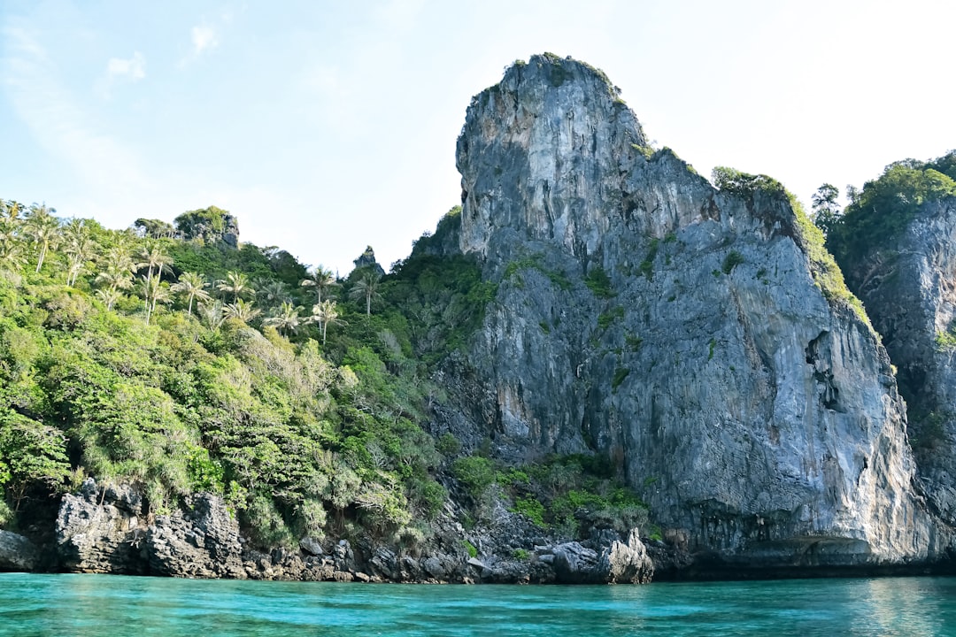 gray rocky mountain beside body of water during daytime