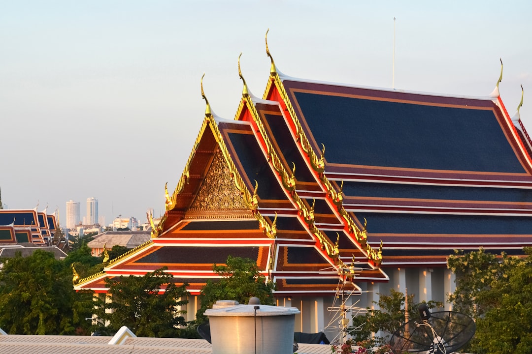 brown and blue pagoda temple