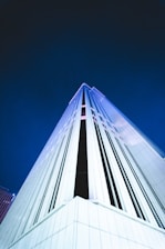 white and blue glass building
