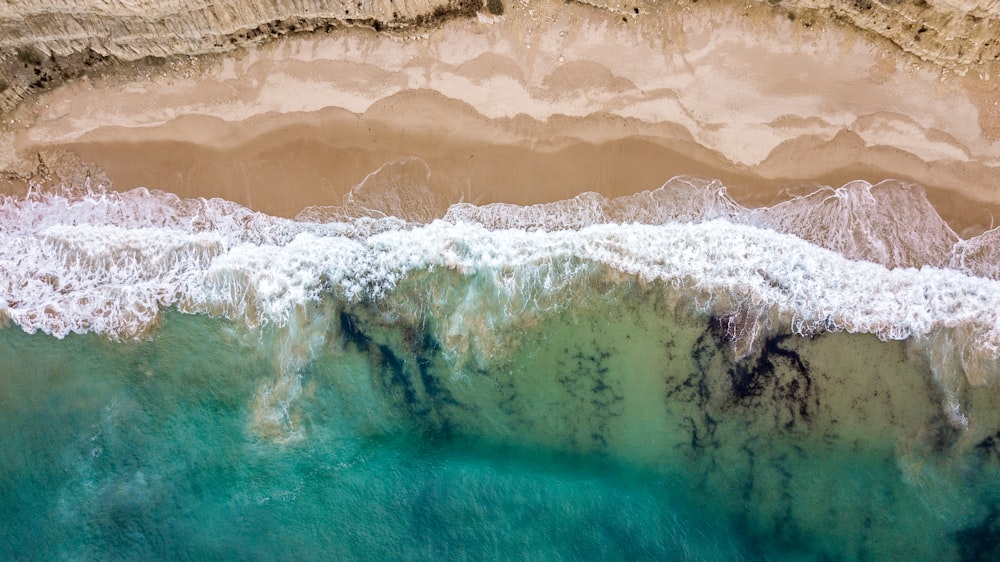 aerial view of ocean waves