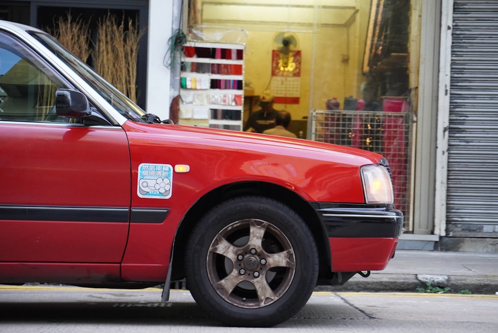 red car on the street