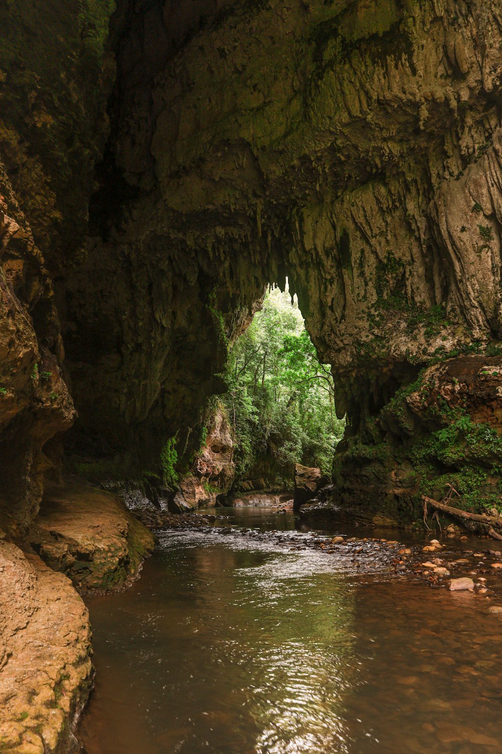 brown rock formation near river during daytime