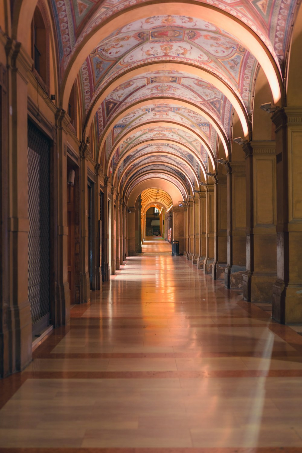 brown and beige hallway with no people