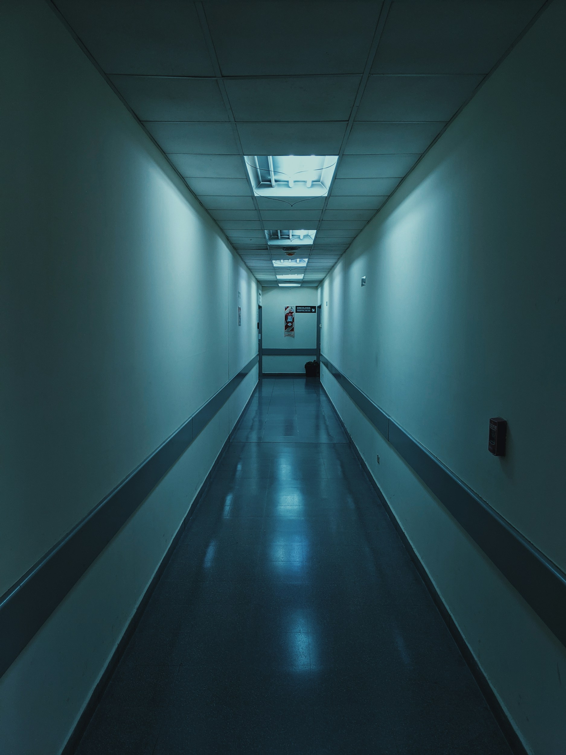 hospital hallway soft light empty
