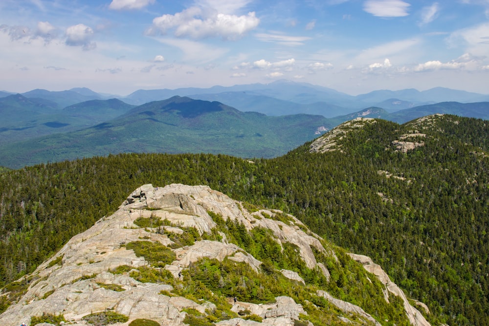 green trees on mountain under white clouds during daytime