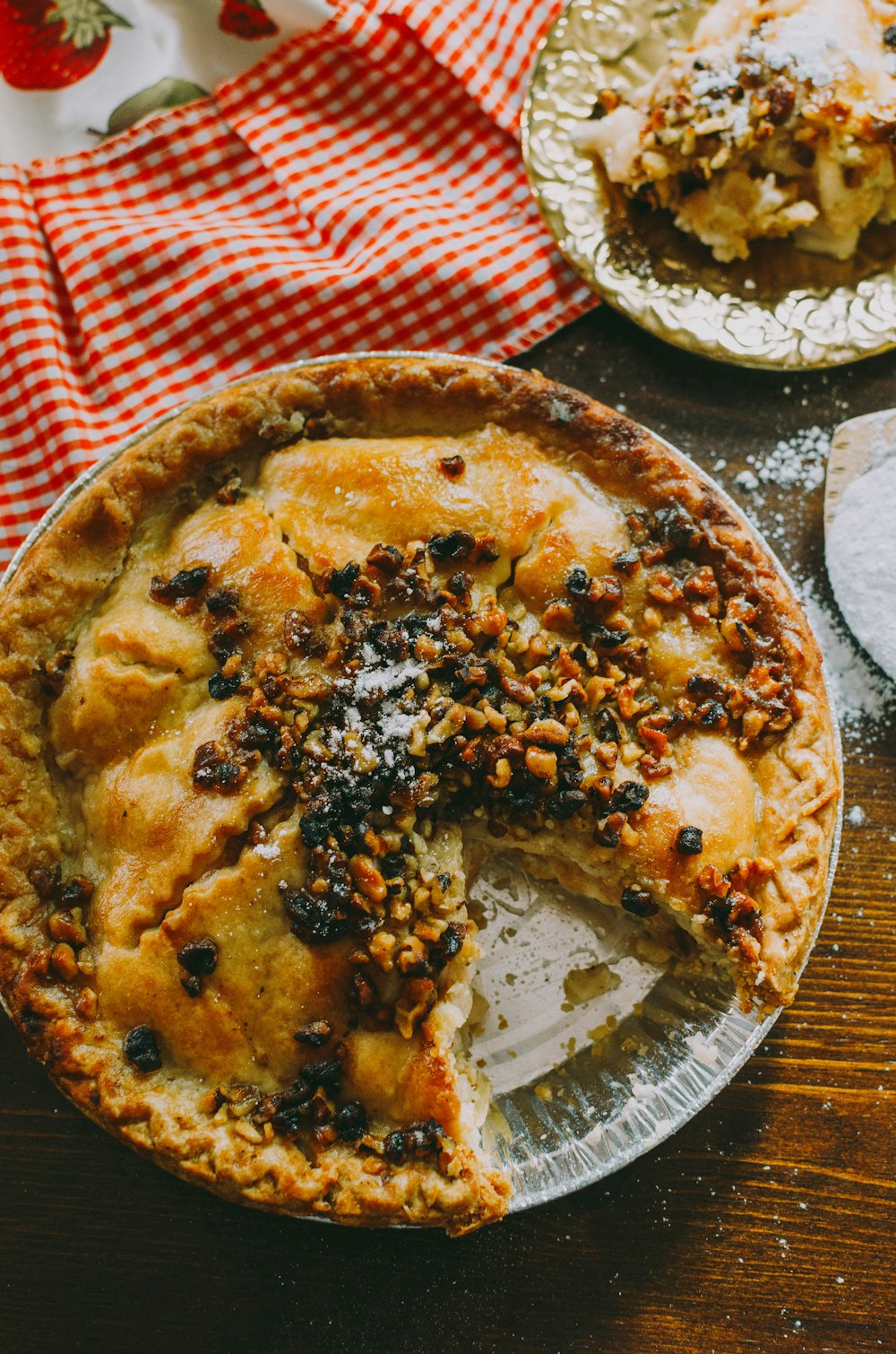 pie on white ceramic plate