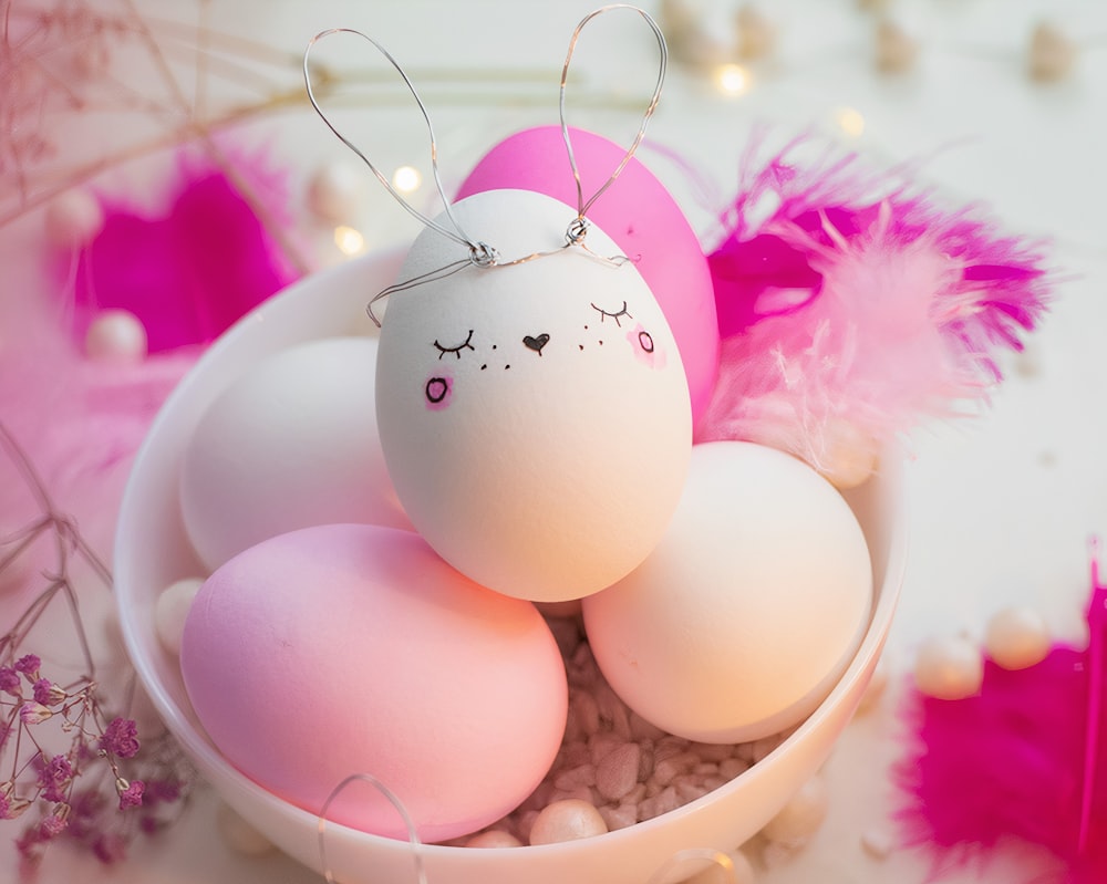 white egg on white ceramic bowl