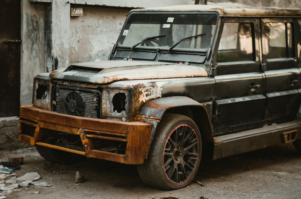 white and brown car in garage