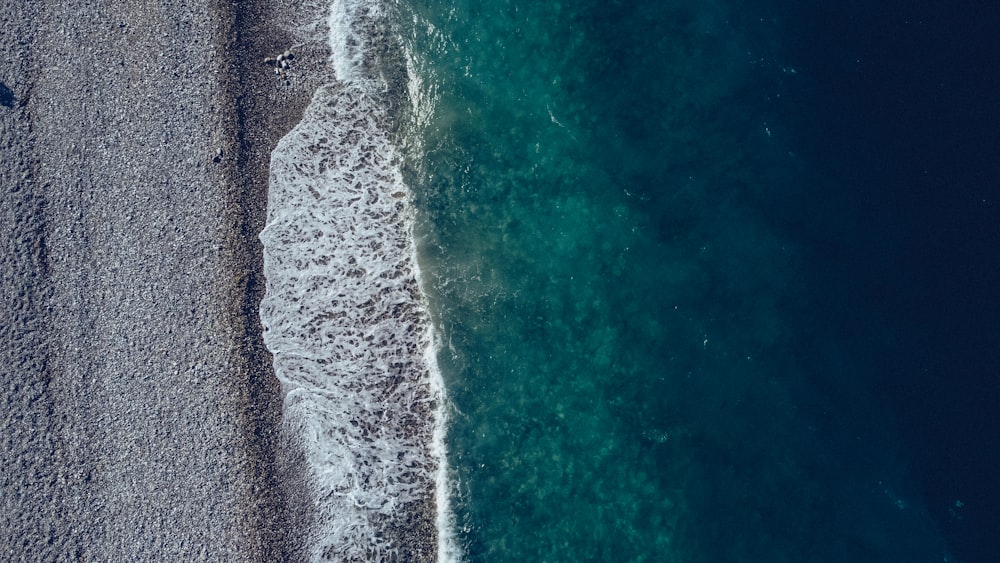 aerial view of ocean waves