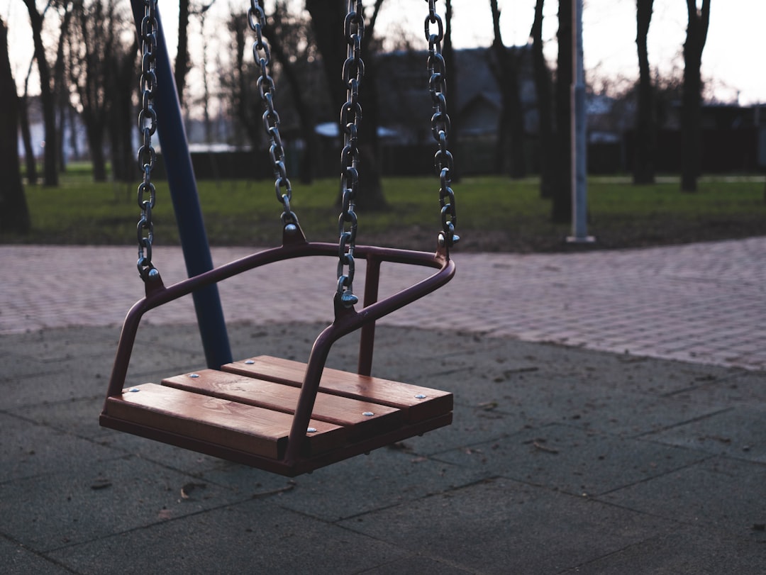 brown wooden swing chair on park during daytime