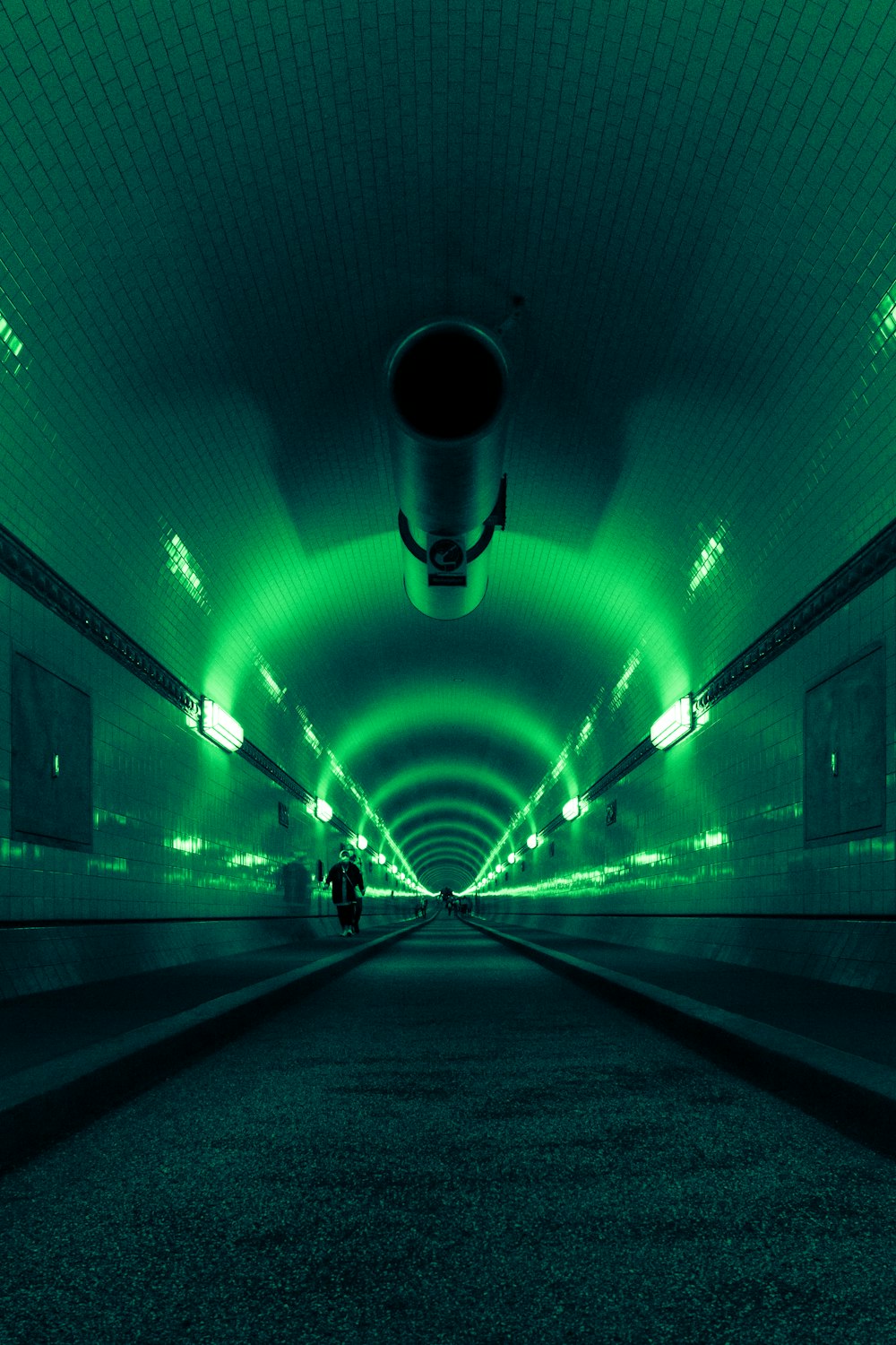 tunnel with light turned on in the middle