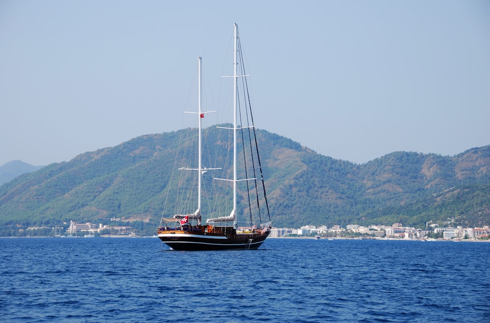 black and brown boat on sea during daytime