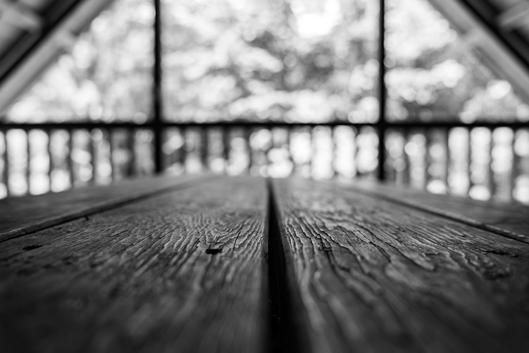 grayscale photo of wooden plank