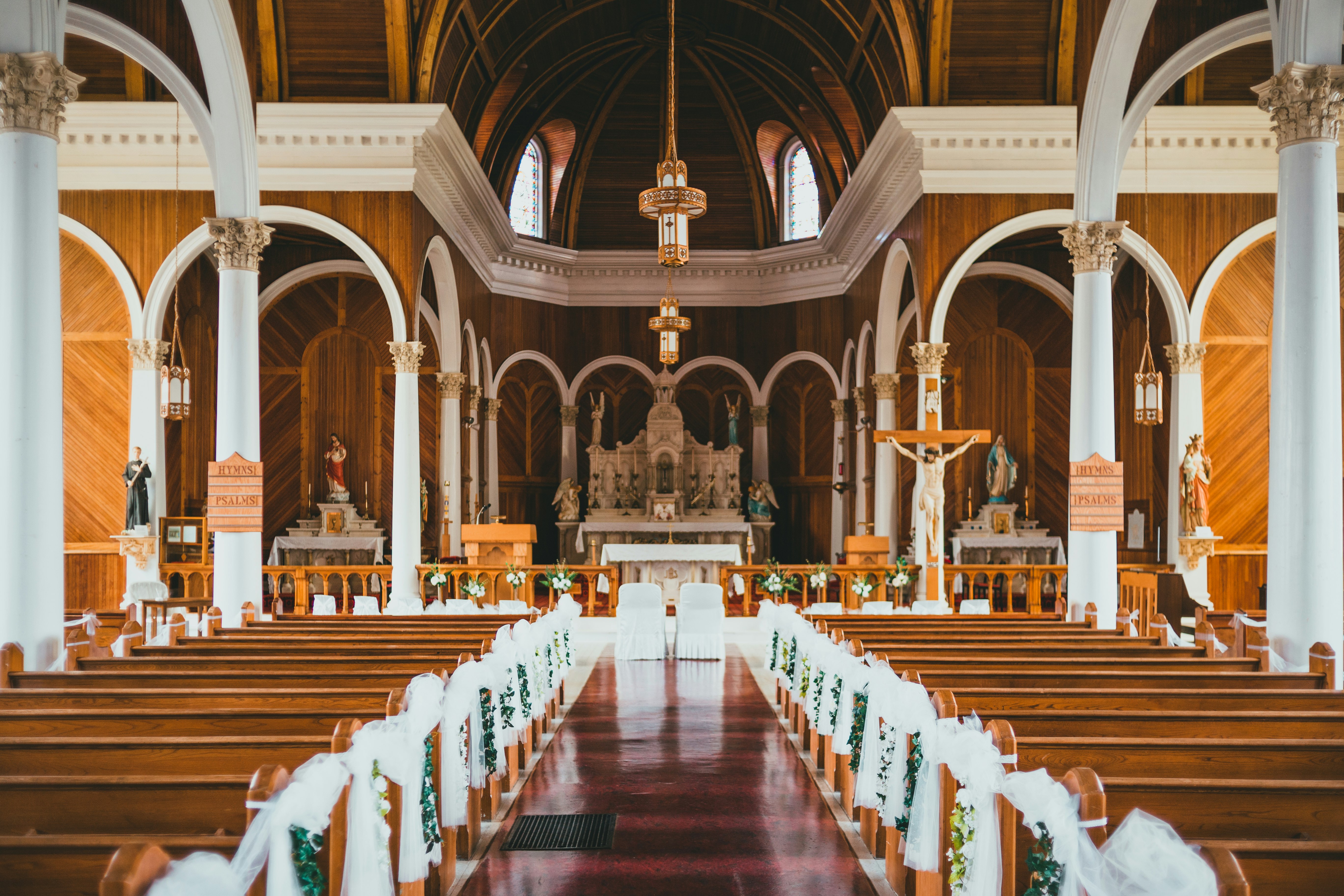 white and brown church interior