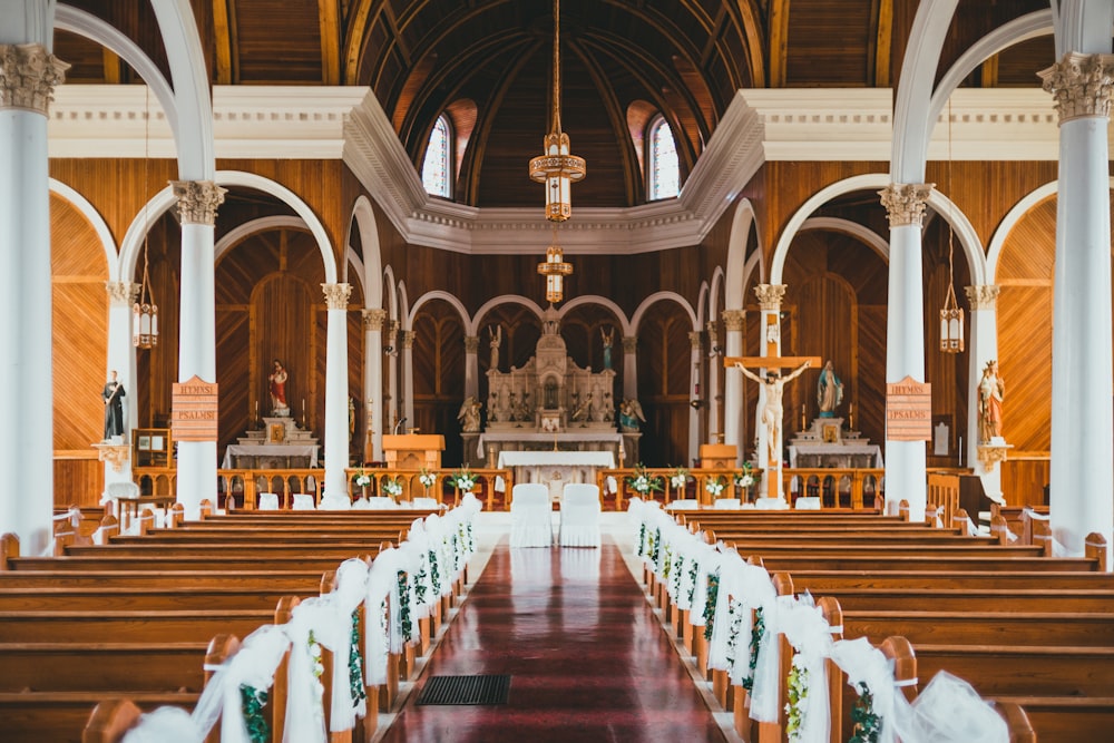 white and brown church interior
