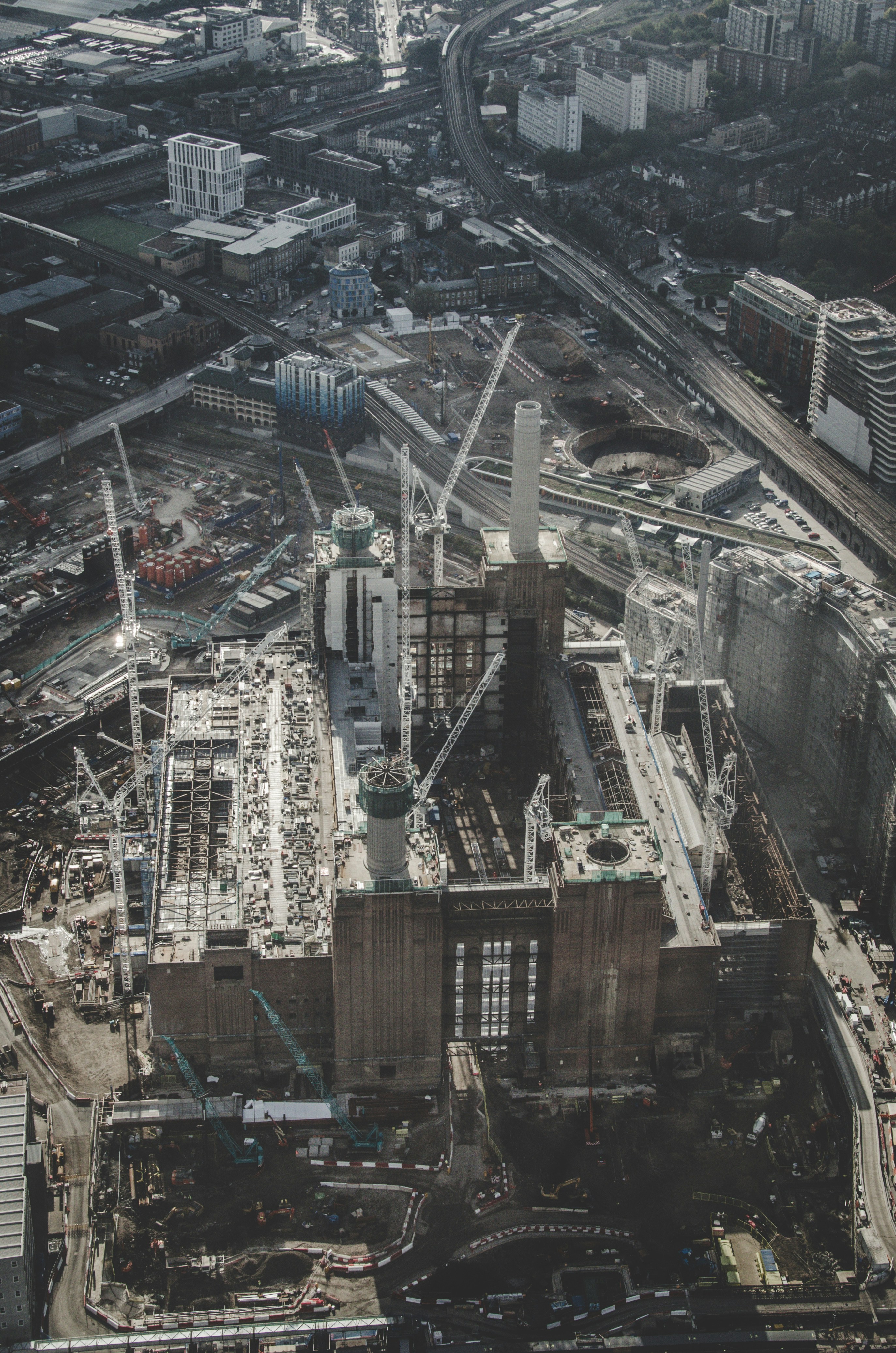 aerial view of city buildings during night time