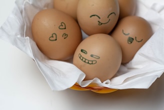 brown eggs on white plastic bag