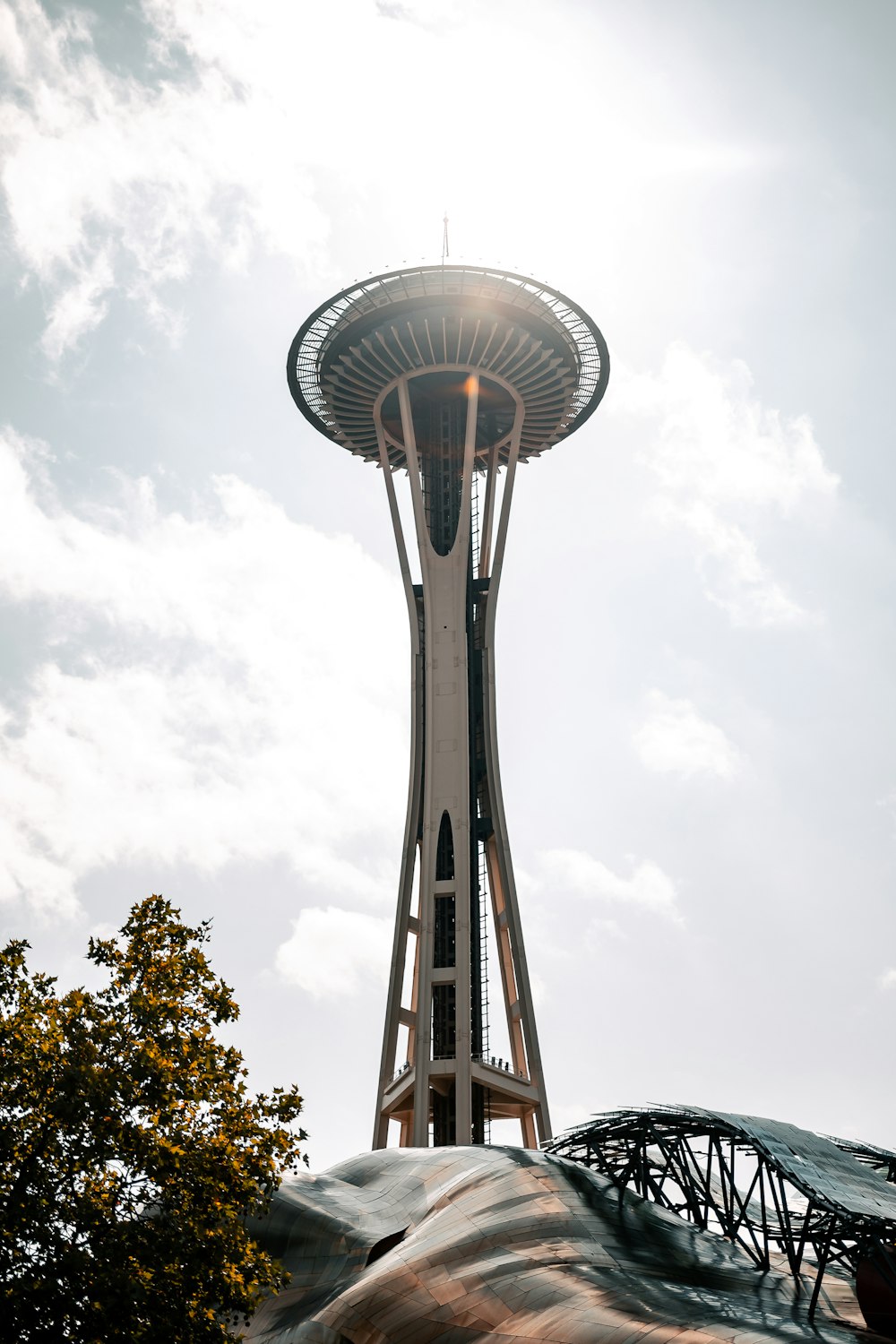 white and black space needle
