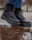 Photo of worn rubber boots with a freshly glued sole using Loctite 406.