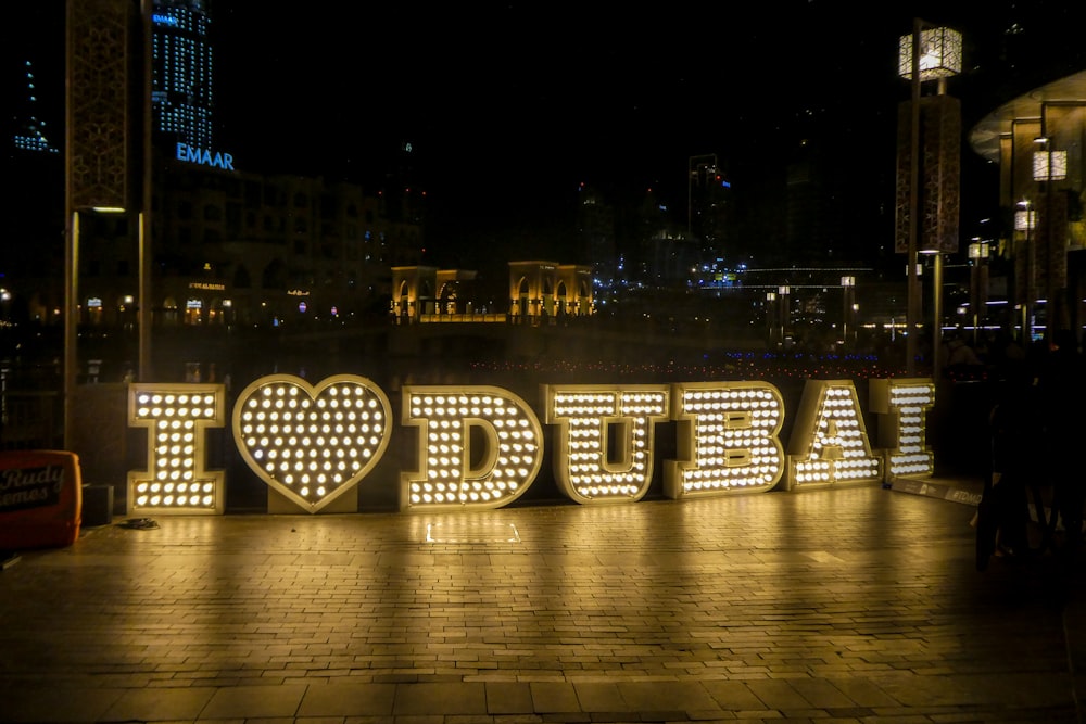 city skyline during night time