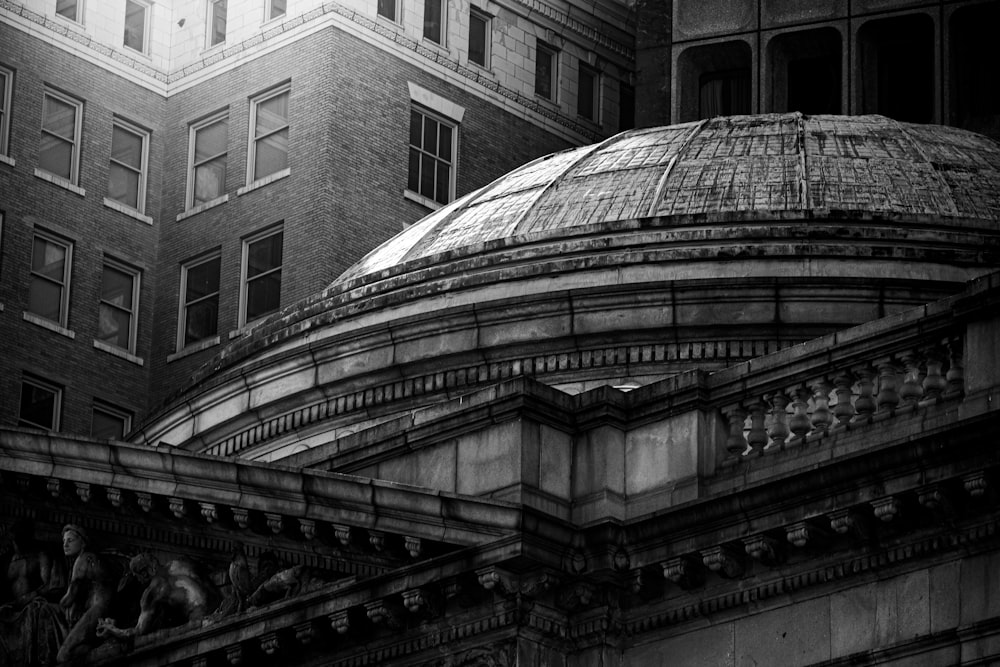 grayscale photo of dome building