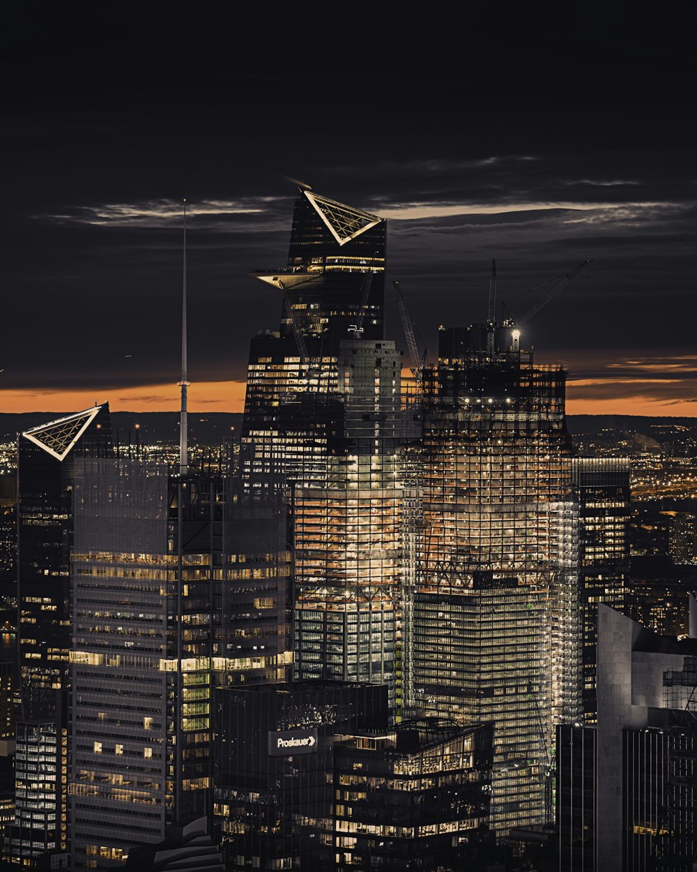 high rise buildings during sunset