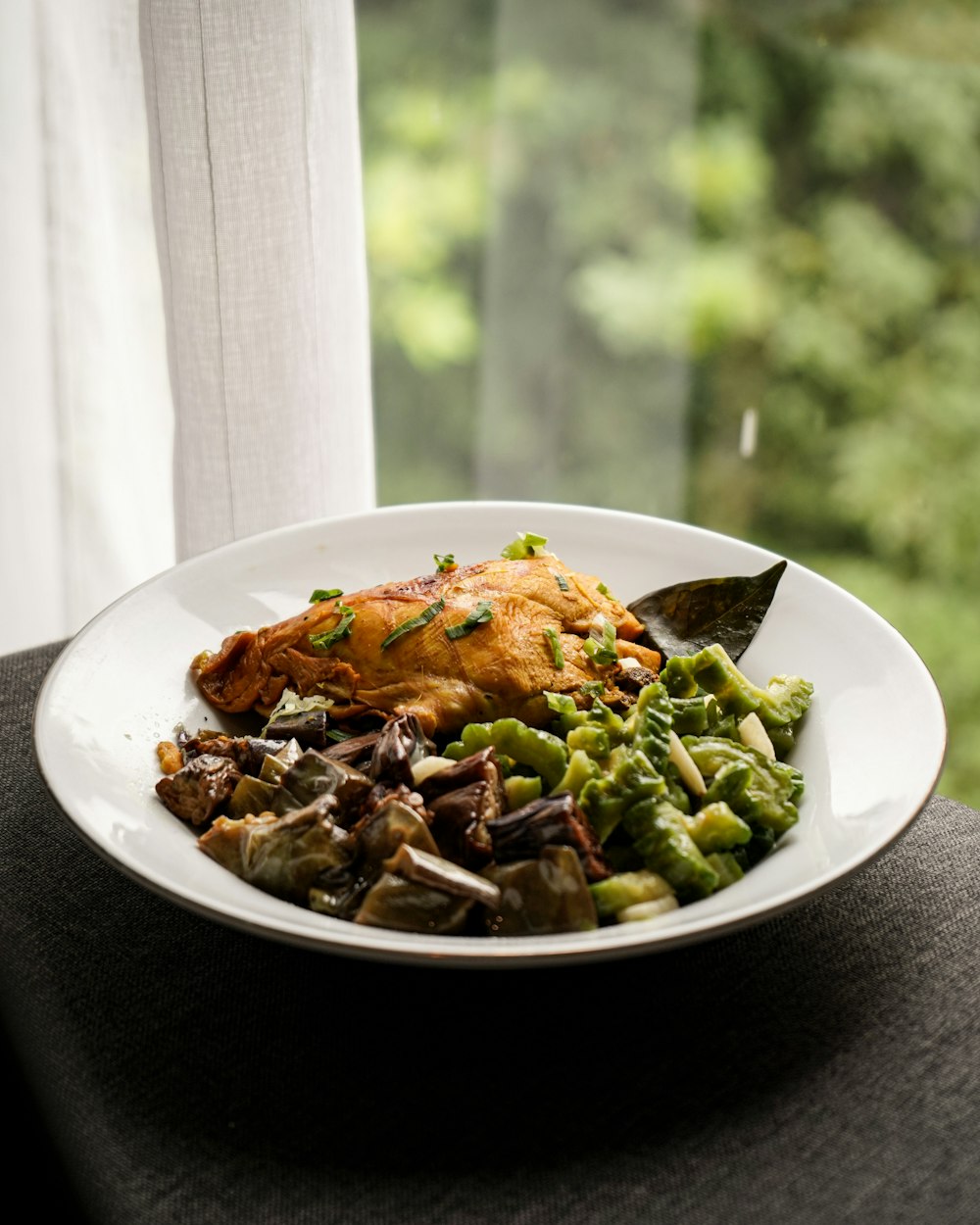 cooked food on white ceramic plate