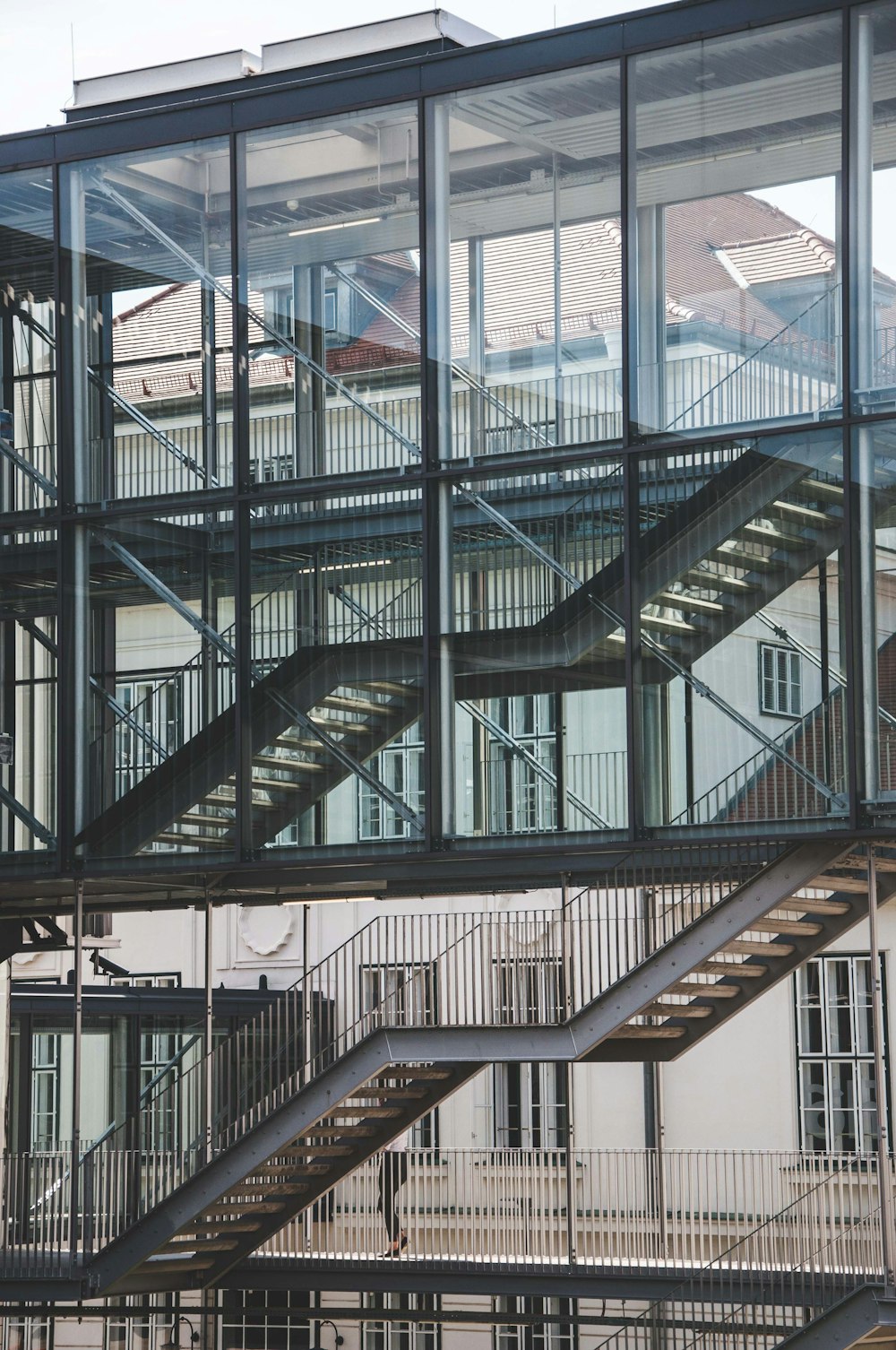 black metal framed glass walled building