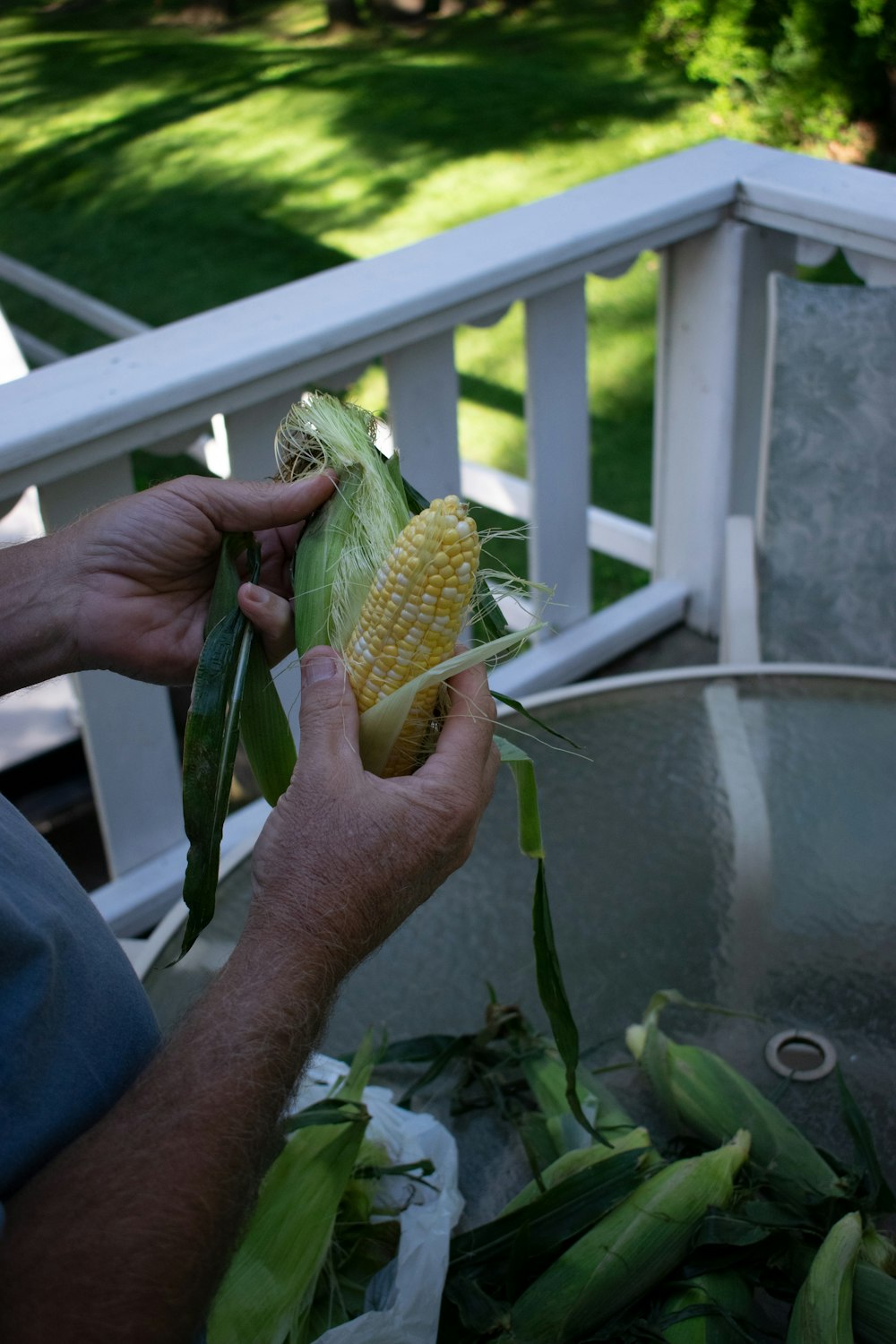 pessoa segurando milho em uma panela