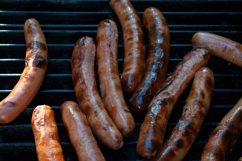 grilled sausage on black grill