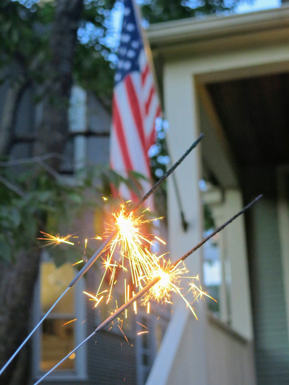 yellow and red fireworks on tree