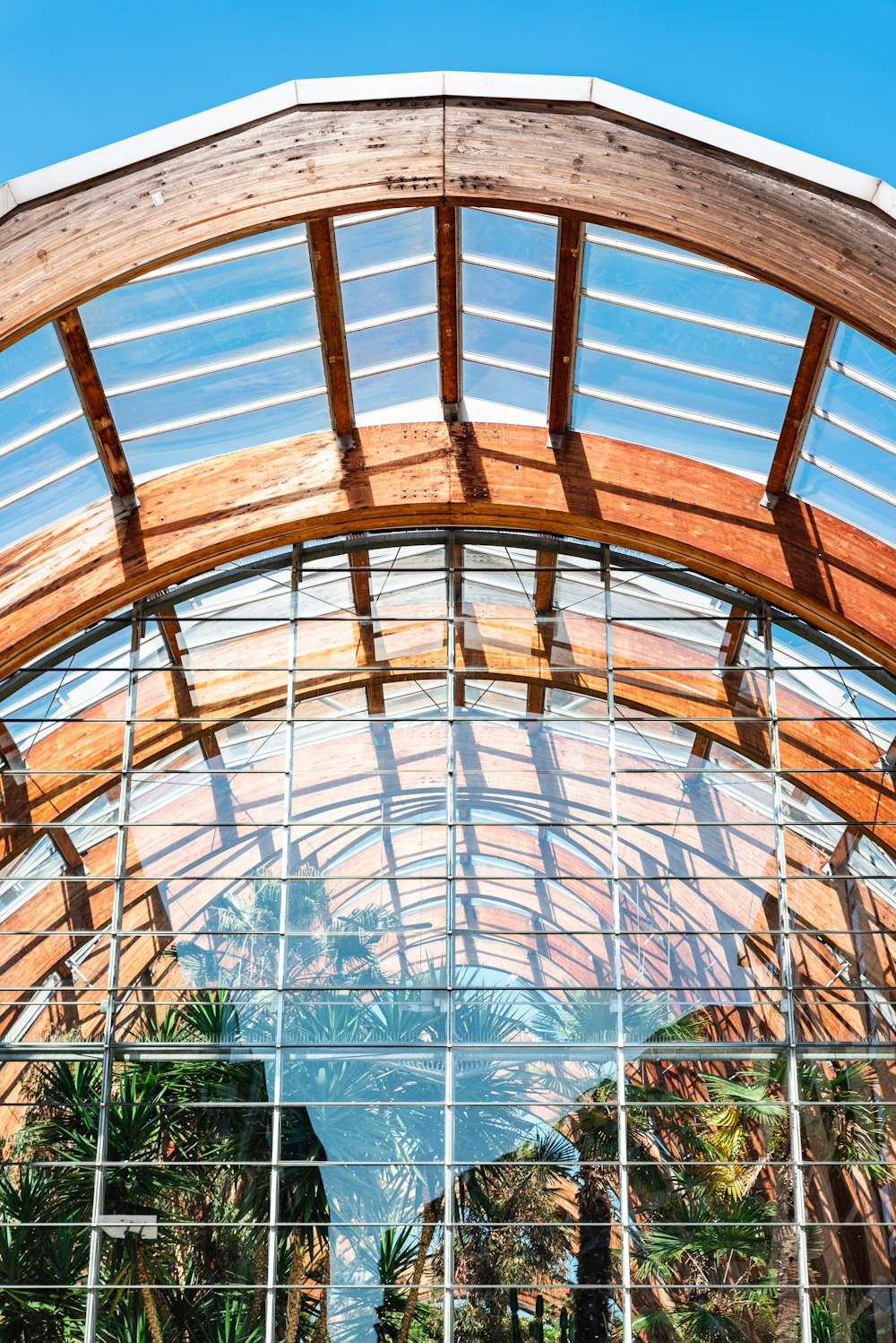 brown metal framed glass roof