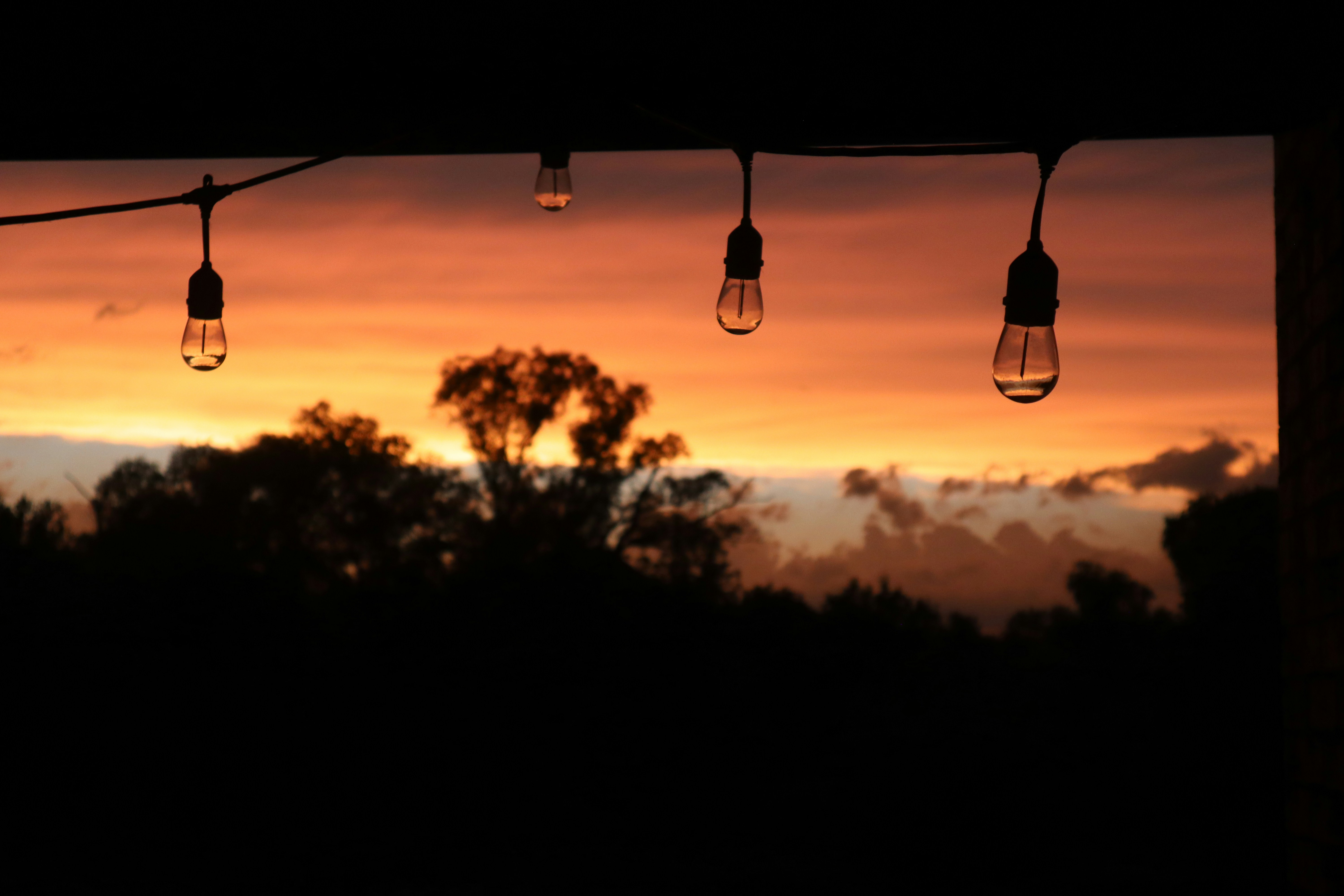 Silhouette of string lights during sunset photo – Free Sunset Image on ...
