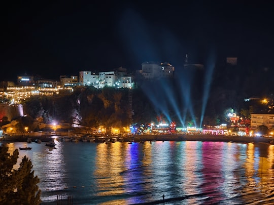 city skyline with lights turned on during night time in Ulcinj Montenegro