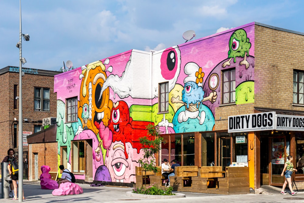 pink and white concrete building