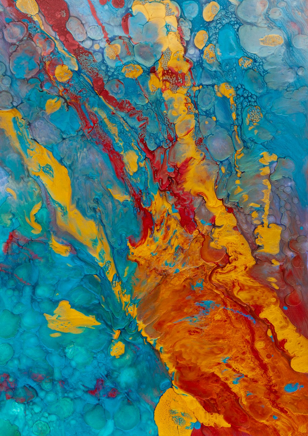 orange and blue abstract painting