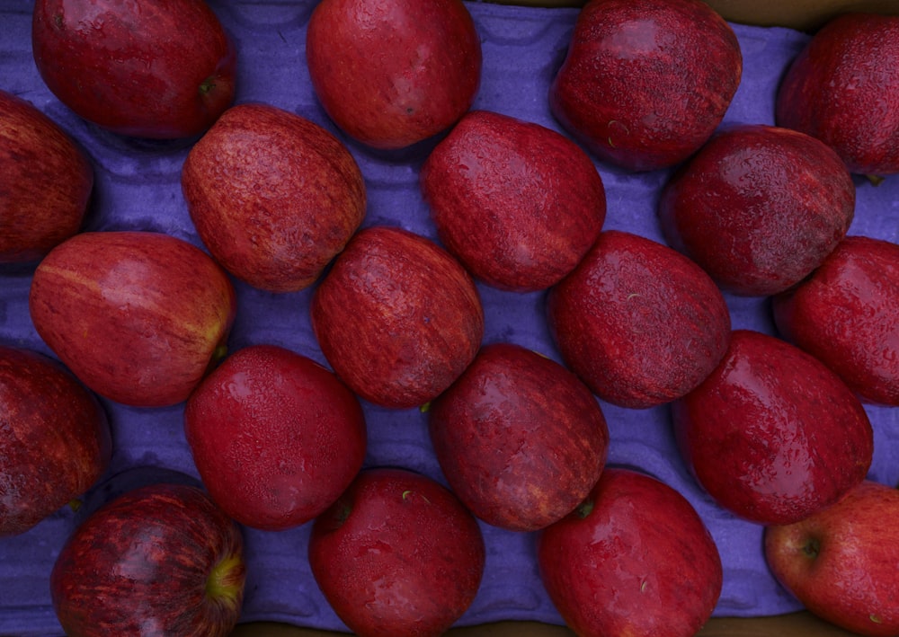 fruits ronds rouges sur textile blanc
