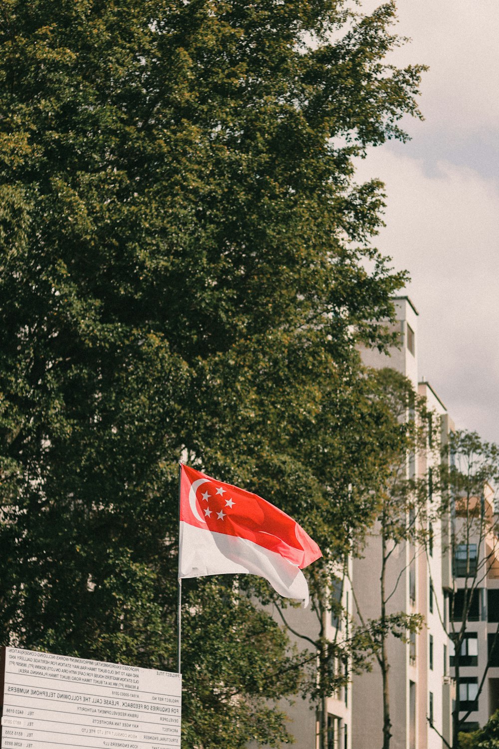 bandeira vermelha branca e preta no mastro perto de árvores verdes durante o dia