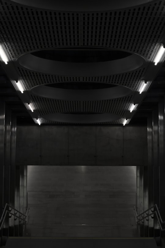 gray concrete building with black metal ceiling in Praterstern S+U Austria