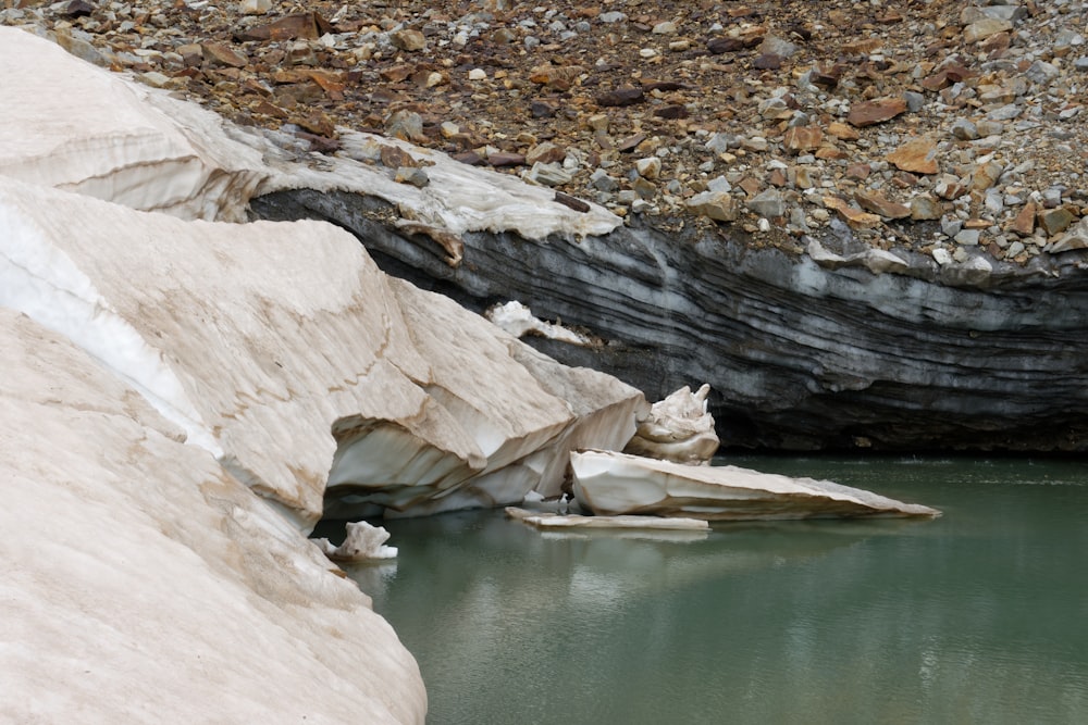 brown rocky river with rocks