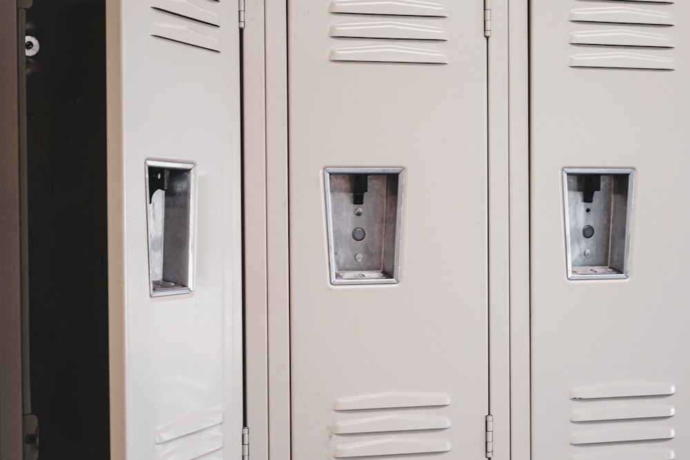 white wooden cabinet doors closed