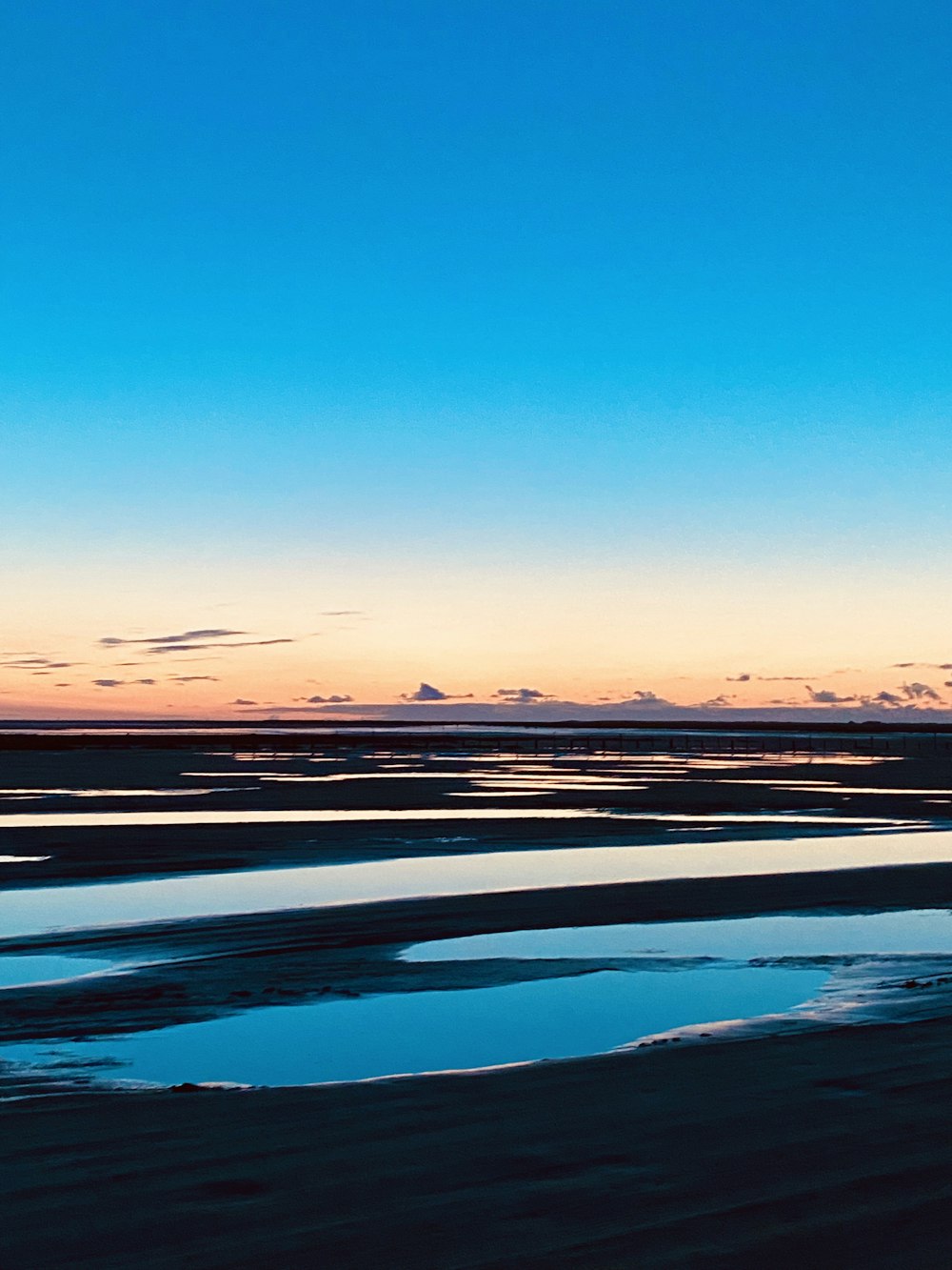 body of water during sunset