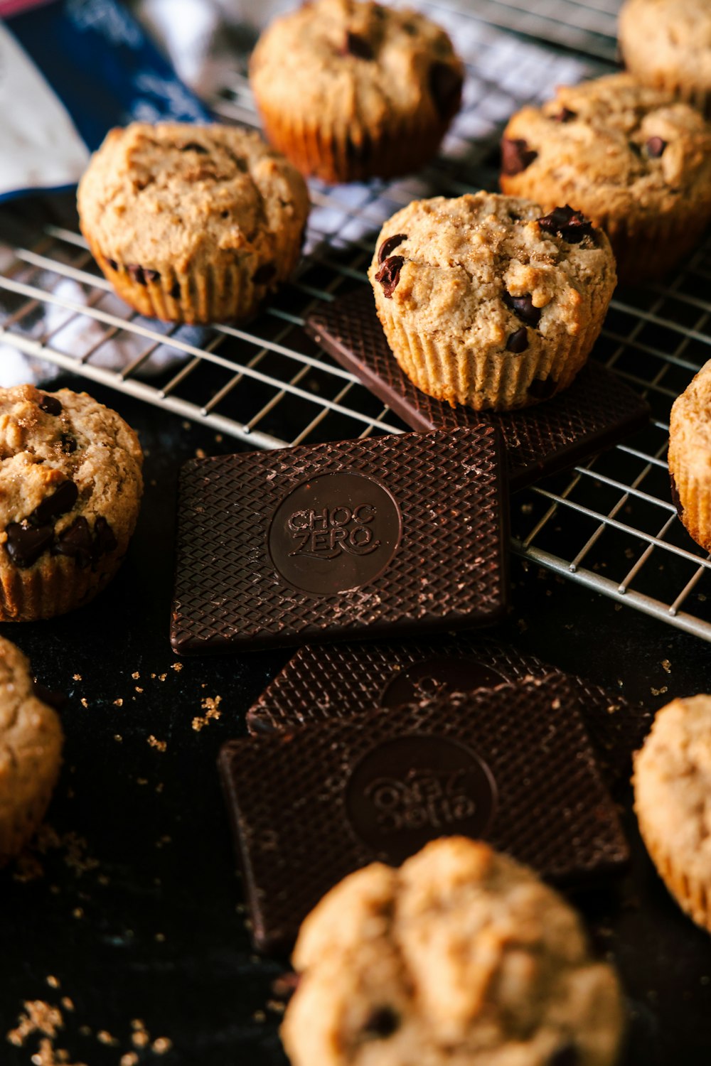 chocolate chip cookies on black metal tray