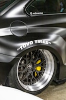 black and silver car wheel