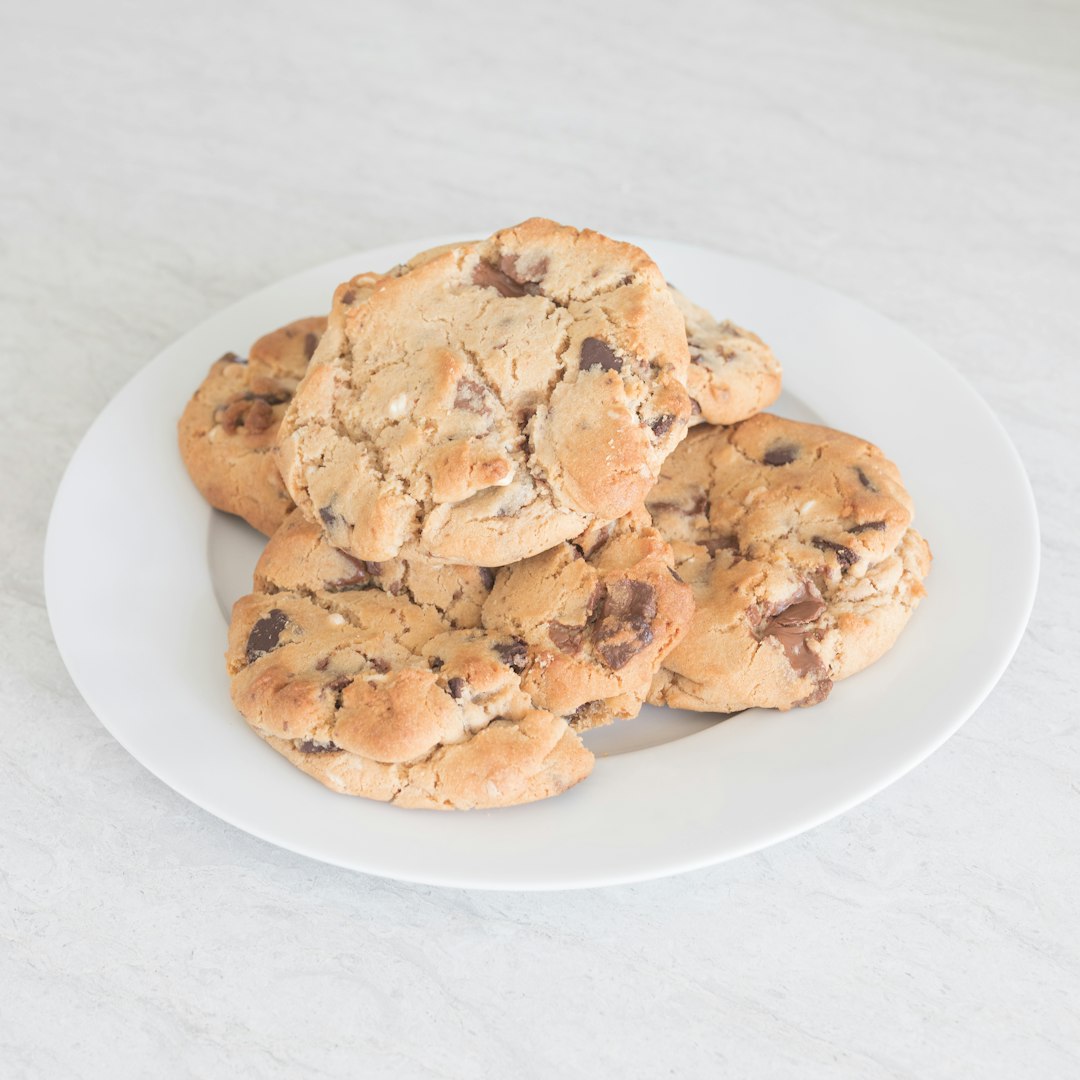 brown cookies on white ceramic plate