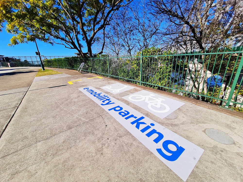 blue and white road sign