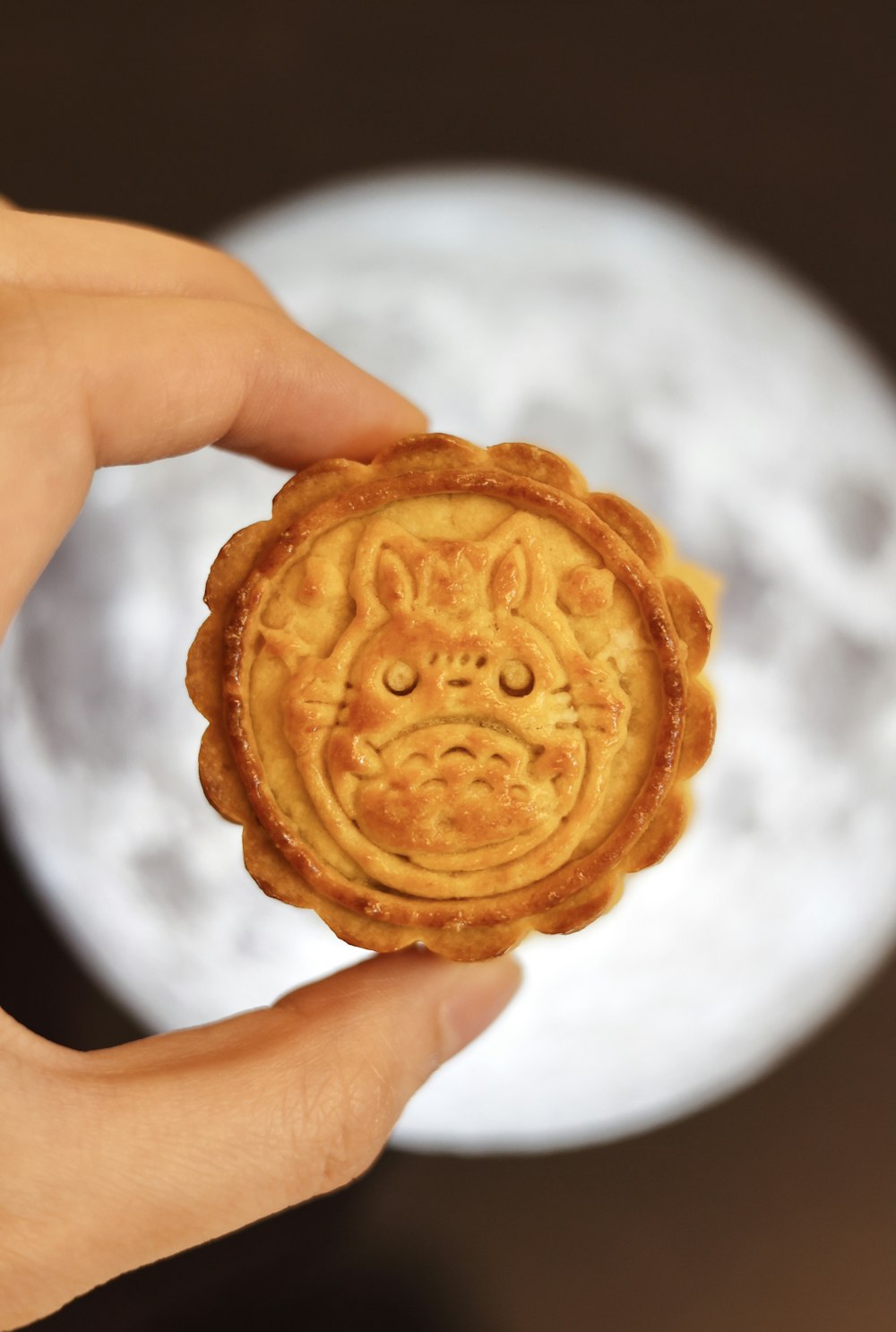 person holding brown round cookie