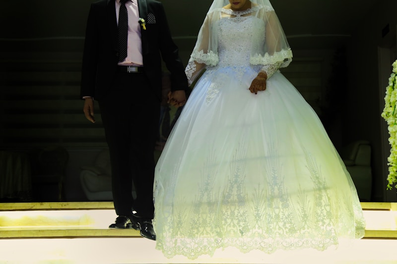 Bride in floral gown
