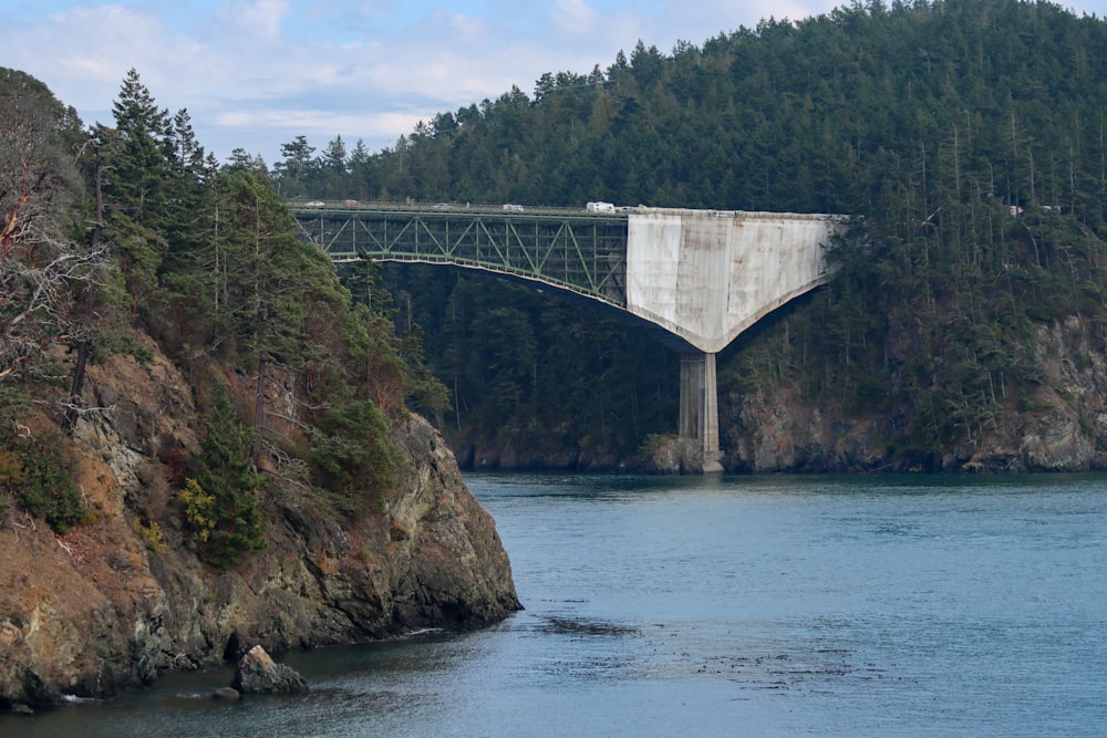 personnes marchant sur un pont en béton gris au-dessus de la rivière pendant la journée