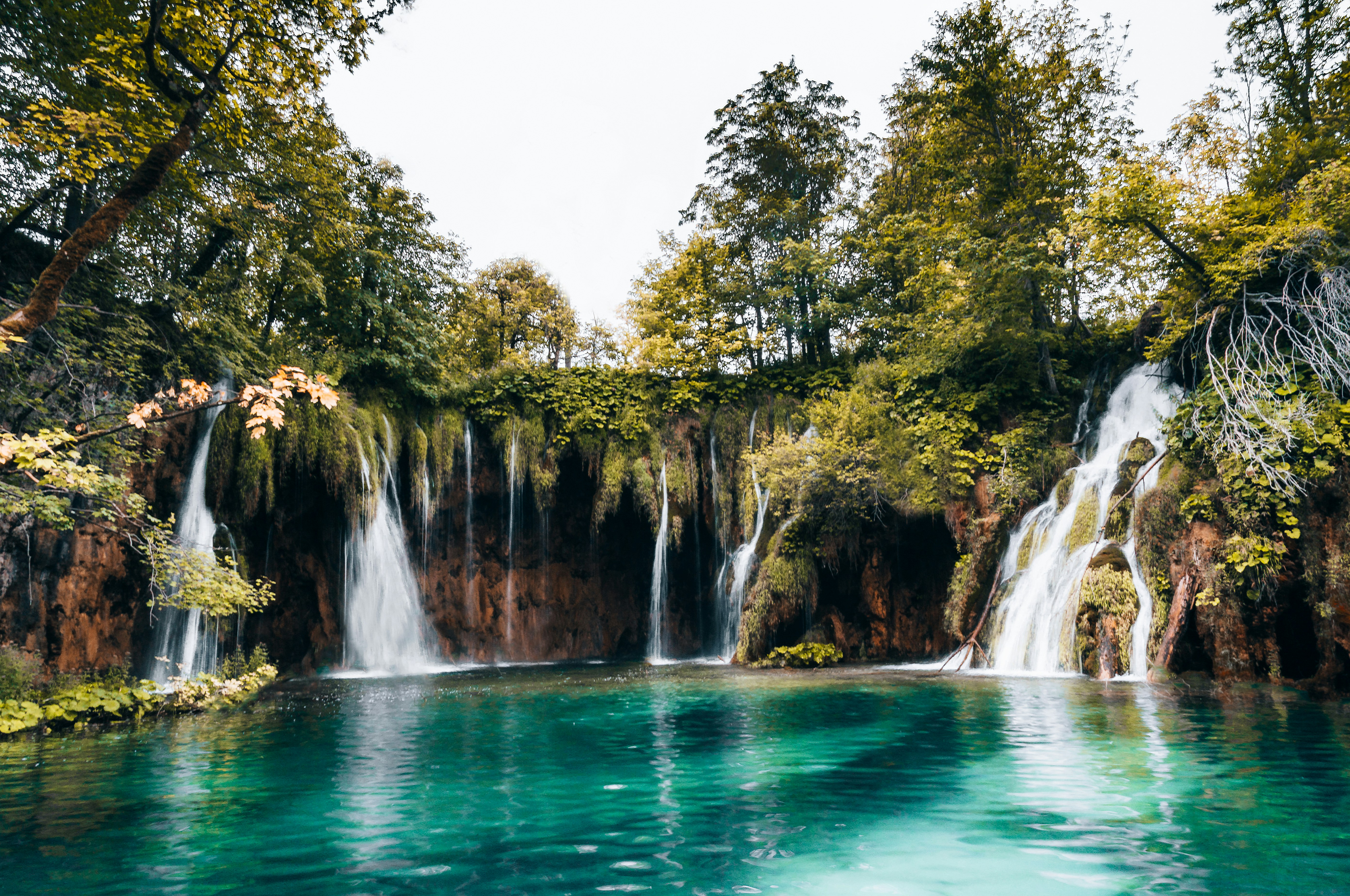 waterfalls in the middle of the forest during daytime
